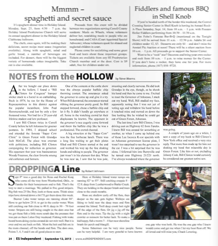 Notes from the Hollow sample page one